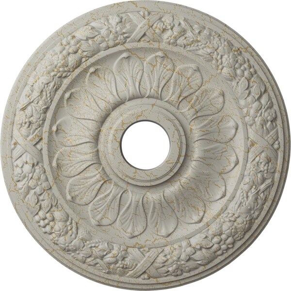 Ekena Millwork Swindon Ceiling Medallion (Fits Canopies up to 6 1/8"), 24"OD x 4"ID x 1 1/2"P, Pot of Cream Crackle CM24SWPCC - main